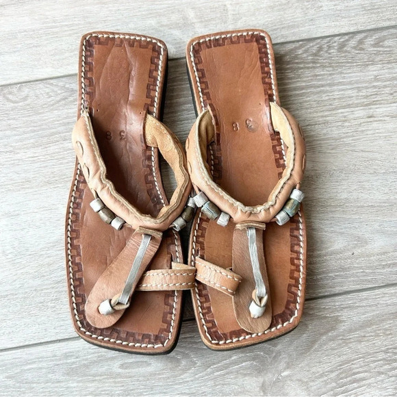 Handmade Leather Square Toe Sandal - Picture 2 of 12